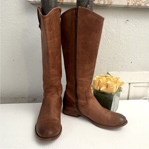 Frye Melissa Button Knee-High Brown Leather Boots Sz 7